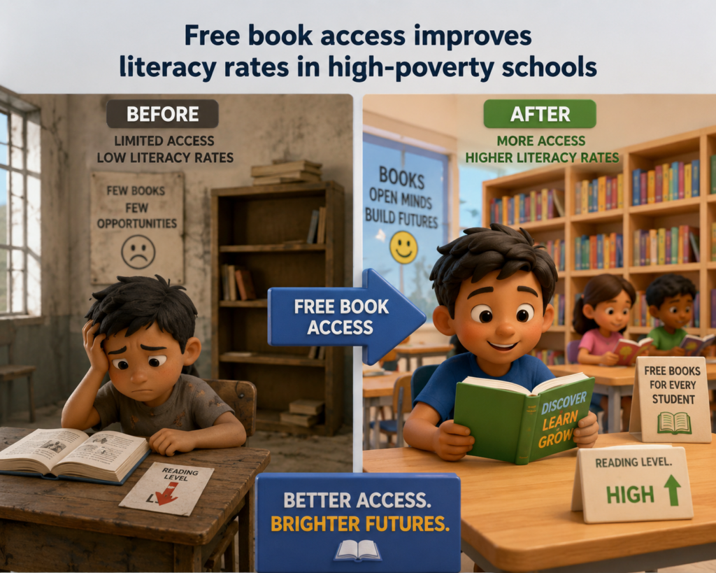 Access to no-cost books supports better reading development in economically challenged schools